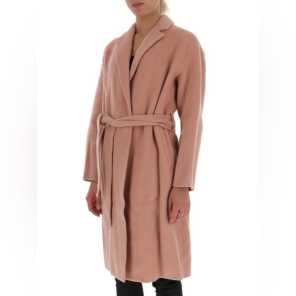 Vince Wool Belted Long Coat Jacket Trench Parka Pink